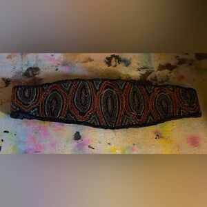 Intricate Black and Red Beaded Belt